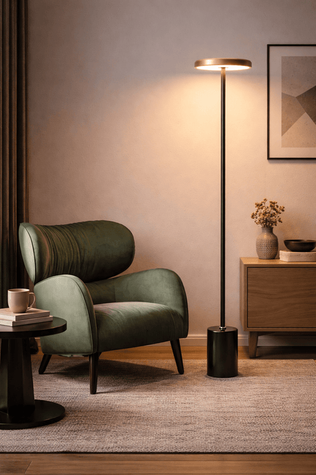 Minimalist Modern Floor Lamp with Floating Disc Head – Stylish Illumination for Living Room & Office 7