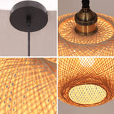 Bamboo Handwoven Pendant Lamp Shade - Lightweight Ceiling Fixture for Home Decor 14