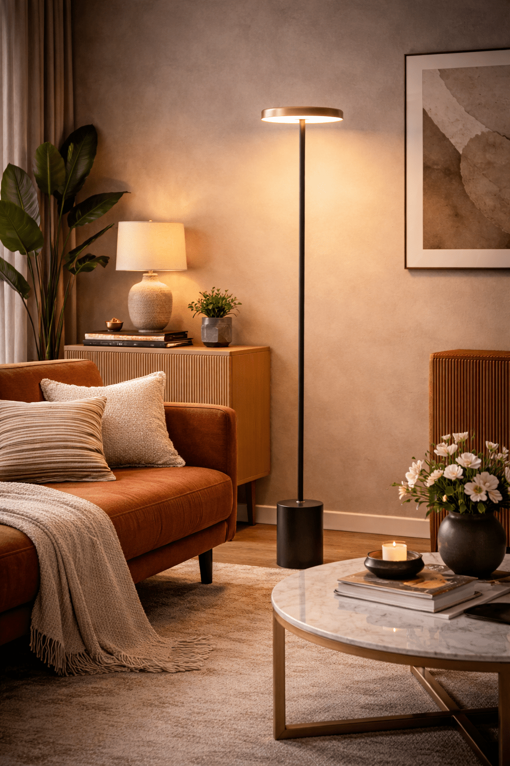 Minimalist Modern Floor Lamp with Floating Disc Head – Stylish Illumination for Living Room & Office 8