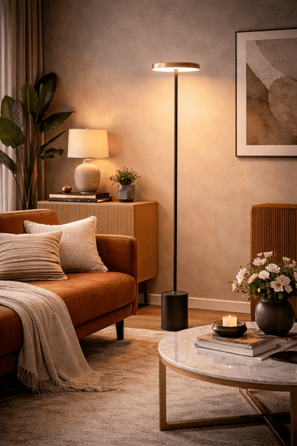 Minimalist Modern Floor Lamp with Floating Disc Head – Stylish Illumination for Living Room & Office 8