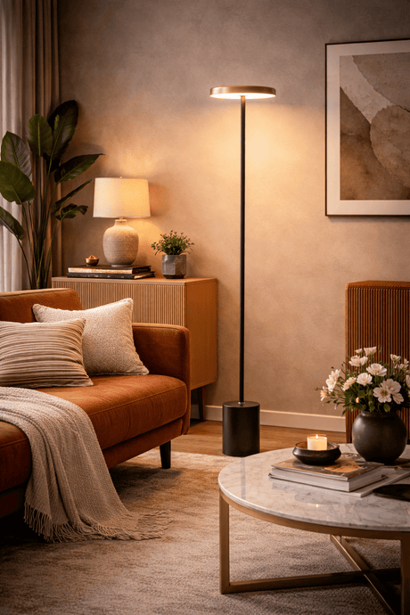 Minimalist Modern Floor Lamp with Floating Disc Head – Stylish Illumination for Living Room & Office 8