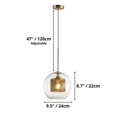 Adonia Glass Pendant Lamp - Retro Design with Honeycomb Brass Shade for Elegant Lighting 2