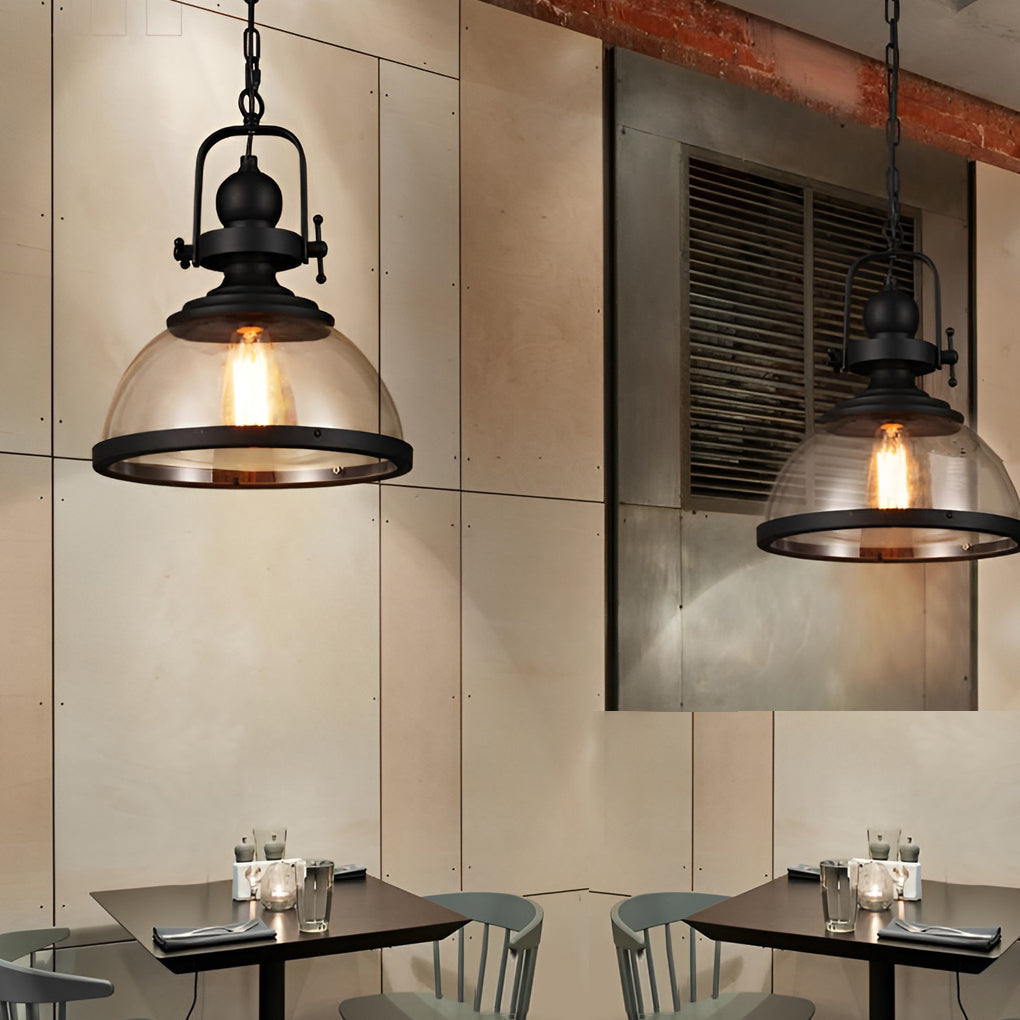Retro Industrial Glass Pendant Lamp - Stylish Hanging Light Fixture for Warm Ambiance 5