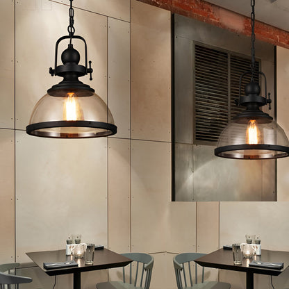 Retro Industrial Glass Pendant Lamp - Stylish Hanging Light Fixture for Warm Ambiance 5
