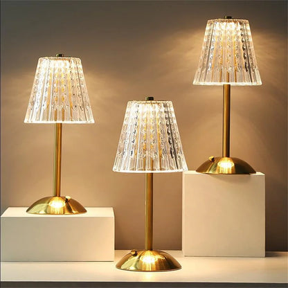 AuraLux Golden Crystal Table Lamp - Dimmable LED Touch Control for Elegant Lighting 2