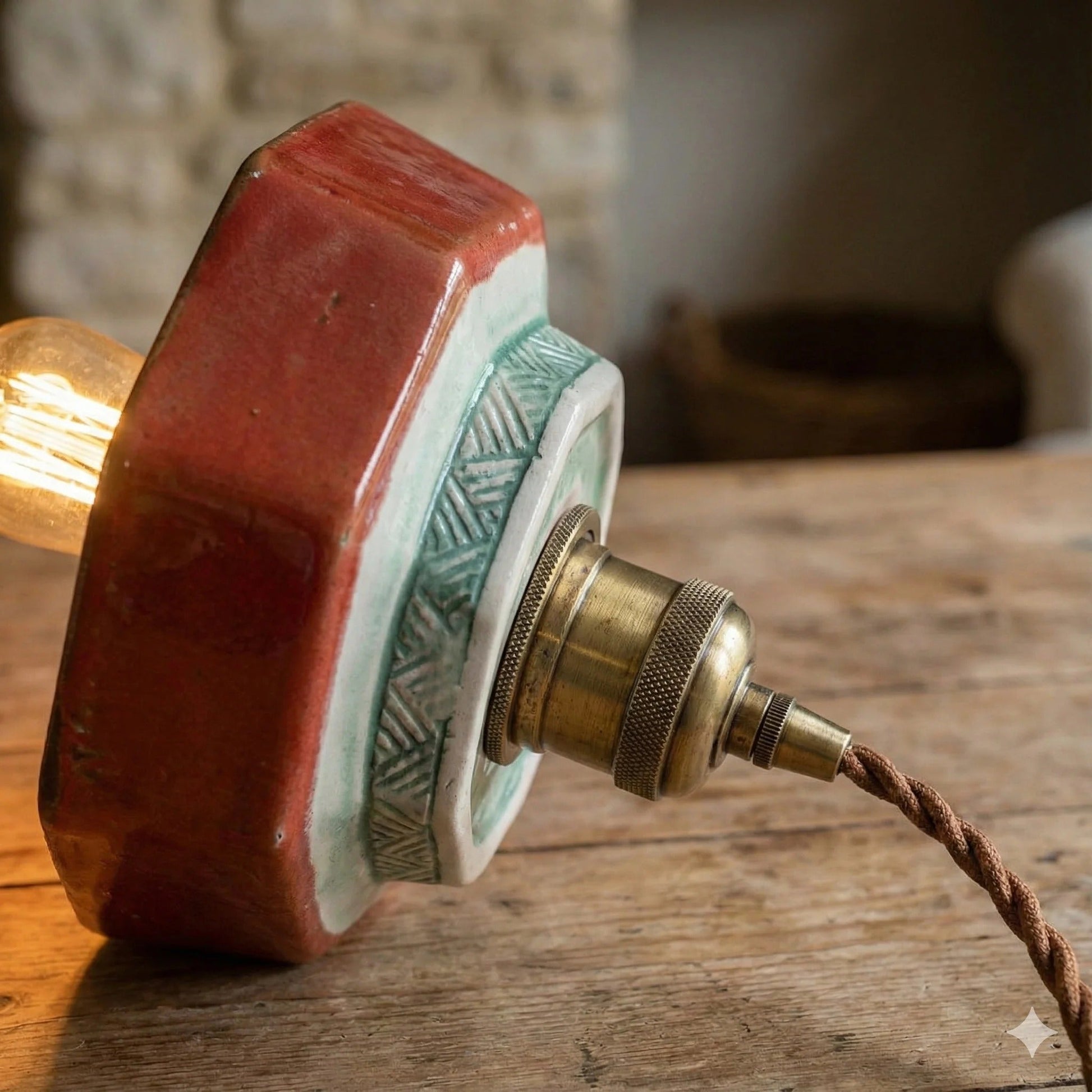 Ceramic Pendant Light - Adjustable Kitchen Pendant Lighting with Polished Copper Socket for Stylish Interiors 7