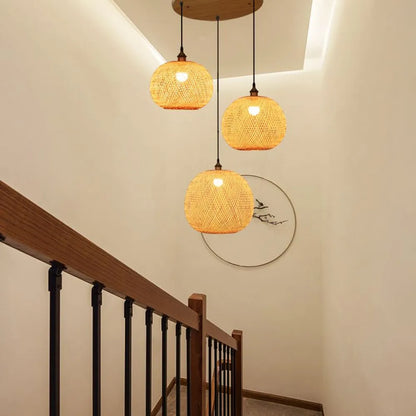 Bamboo Handwoven Pendant Lamp Shade - Lightweight Ceiling Fixture for Home Decor 10