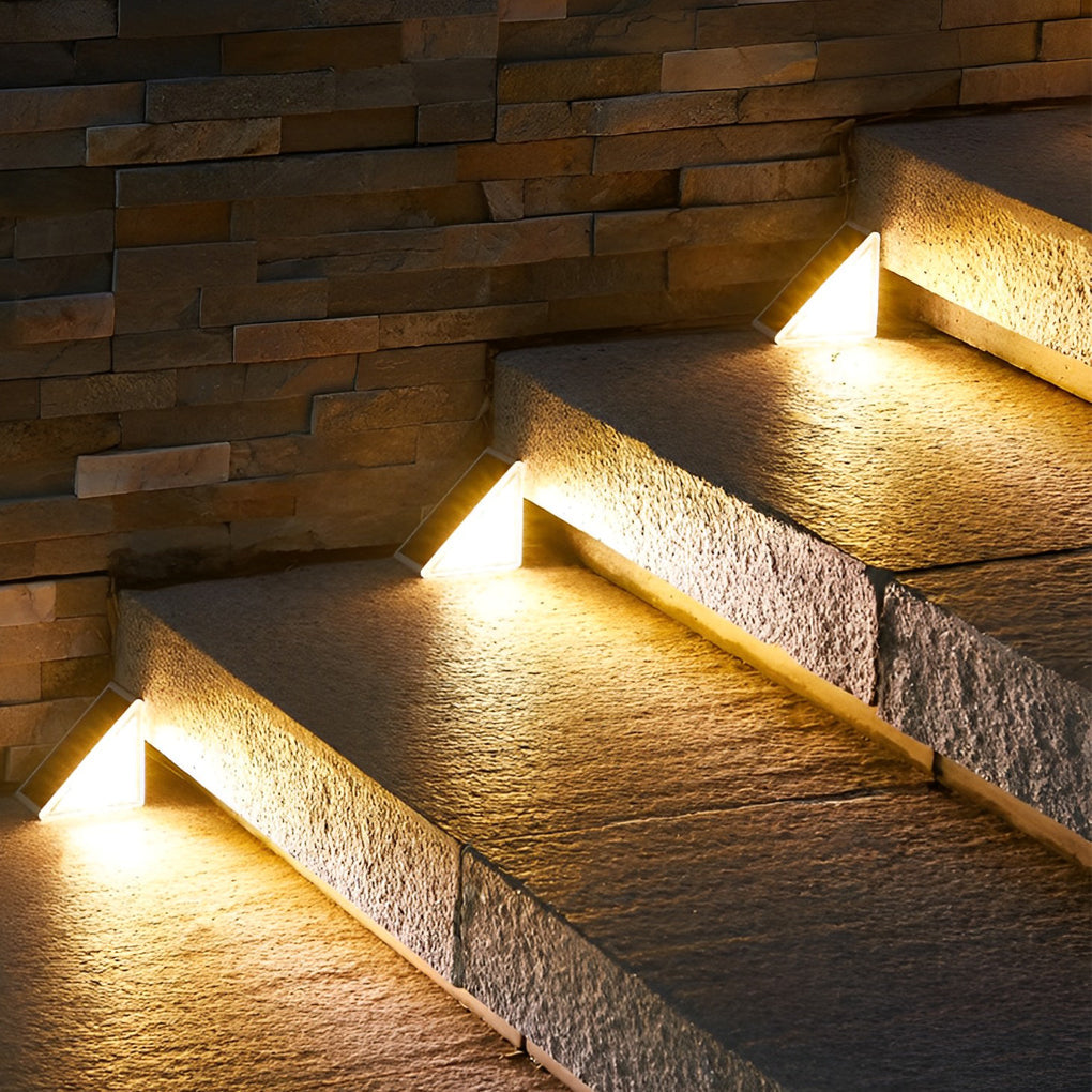 Triangular Solar Outdoor Stair Lighting - Waterproof LED Lights with Automatic Charging for Efficient Illumination 1