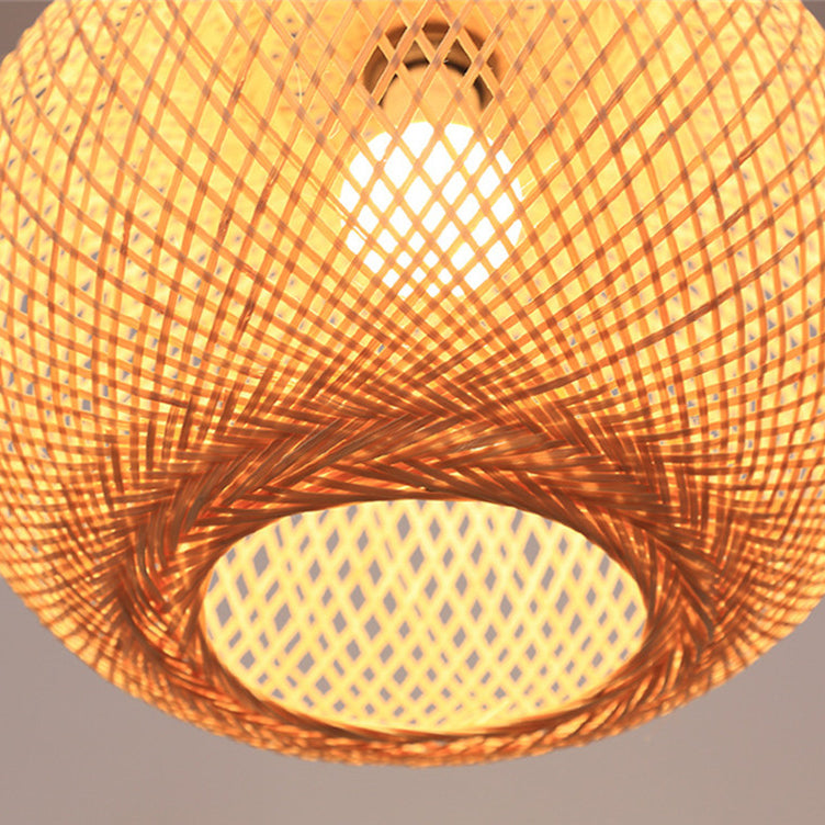 Bamboo Handwoven Pendant Lamp Shade - Lightweight Ceiling Fixture for Home Decor 12