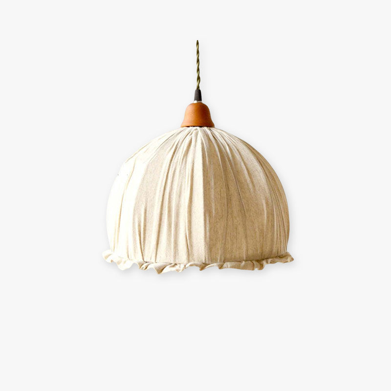 EcoLume Scandinavian LED Pendant Light - Adjustable Beige Fabric Shade for Modern Interiors 1