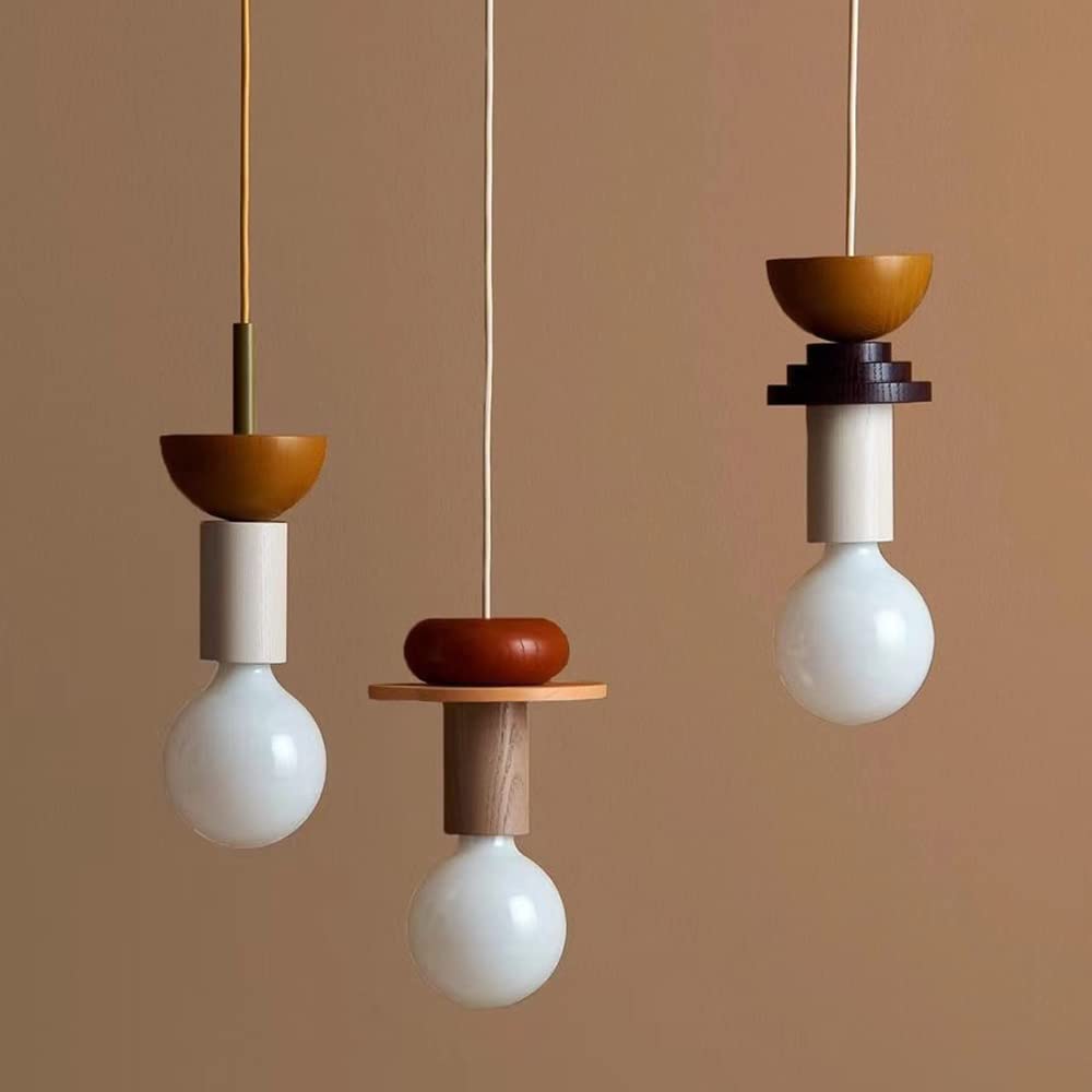 Vibrant Block Pendant Lamp - Colorful Wooden Design with Adjustable Cord for Modern Interiors 17