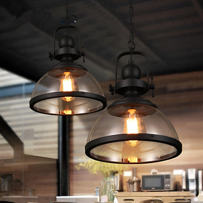 Retro Industrial Glass Pendant Lamp - Stylish Hanging Light Fixture for Warm Ambiance 1