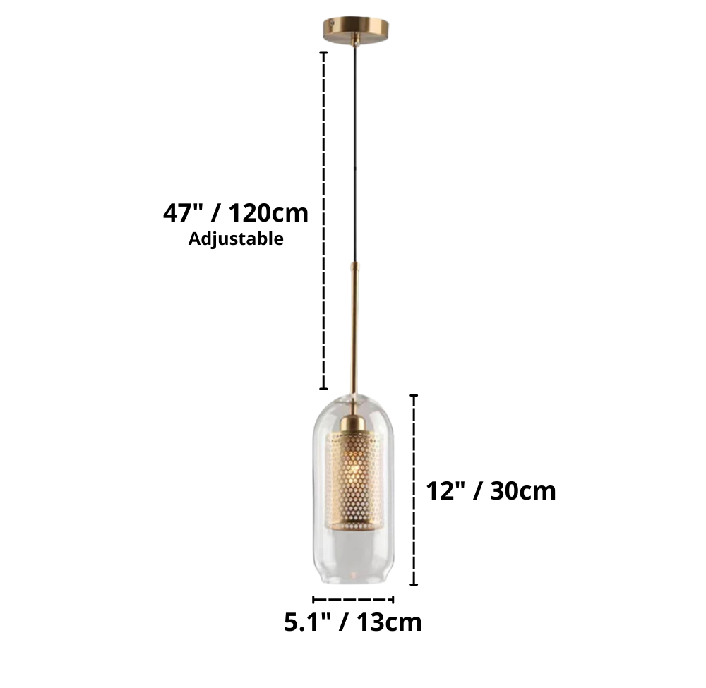 Adonia Glass Pendant Lamp - Retro Design with Honeycomb Brass Shade for Elegant Lighting 4