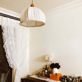 EcoLume Scandinavian LED Pendant Light - Adjustable Beige Fabric Shade for Modern Interiors 3