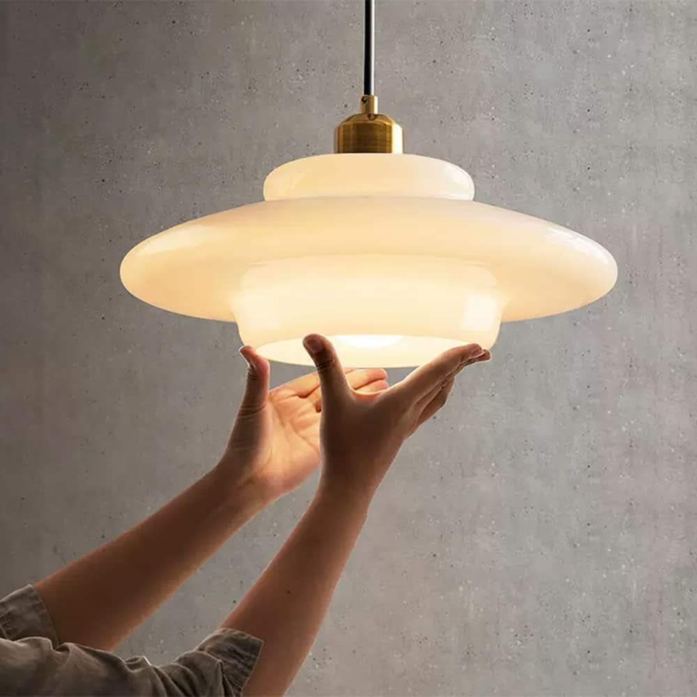 Opal White Glass Pendant Lighting - Adjustable Height for Elegant Kitchen Island Illumination 2