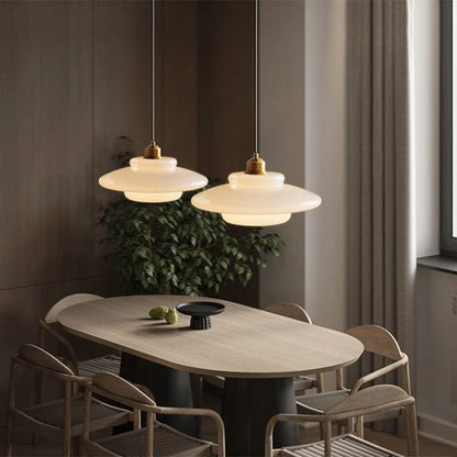 Opal White Glass Pendant Lighting - Adjustable Height for Elegant Kitchen Island Illumination 5