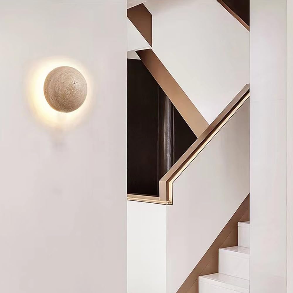 Anais Spherical Wall Lamp - Modern Travertine Design with Soft Diffused Light for Elegant Interiors 2