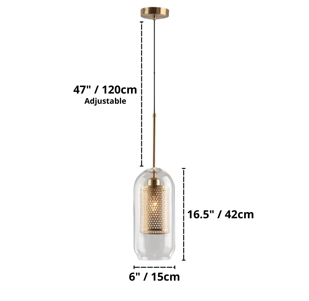 Adonia Glass Pendant Lamp - Retro Design with Honeycomb Brass Shade for Elegant Lighting 5