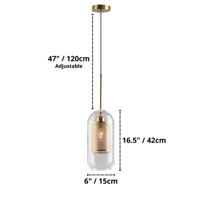 Adonia Glass Pendant Lamp - Retro Design with Honeycomb Brass Shade for Elegant Lighting 5