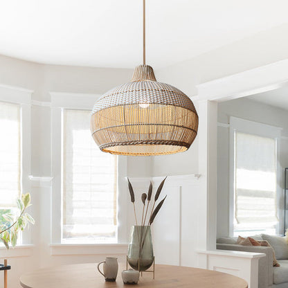 Artisan Woven Rattan Pendant Light with Softened Structure - Elegant Kitchen Pendant Lighting for Warm Ambiance 10