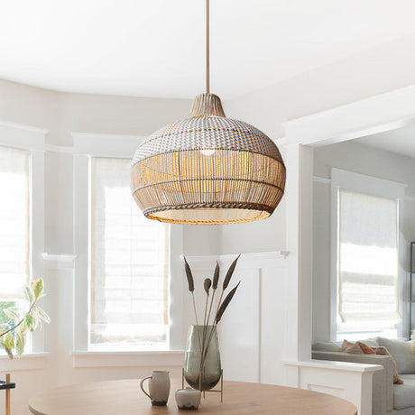 Artisan Woven Rattan Pendant Light with Softened Structure - Elegant Kitchen Pendant Lighting for Warm Ambiance 10