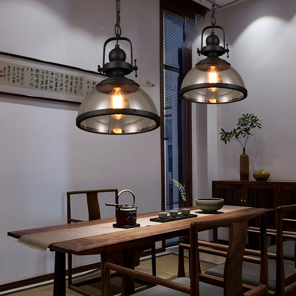 Retro Industrial Glass Pendant Lamp - Stylish Hanging Light Fixture for Warm Ambiance 3