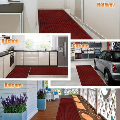 Stripe-Patterned Hallway Runner Rug - Non-Slip, Durable Design for Safety and Style 13