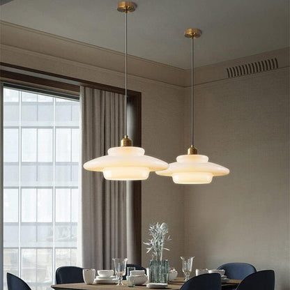 Opal White Glass Pendant Lighting - Adjustable Height for Elegant Kitchen Island Illumination 6