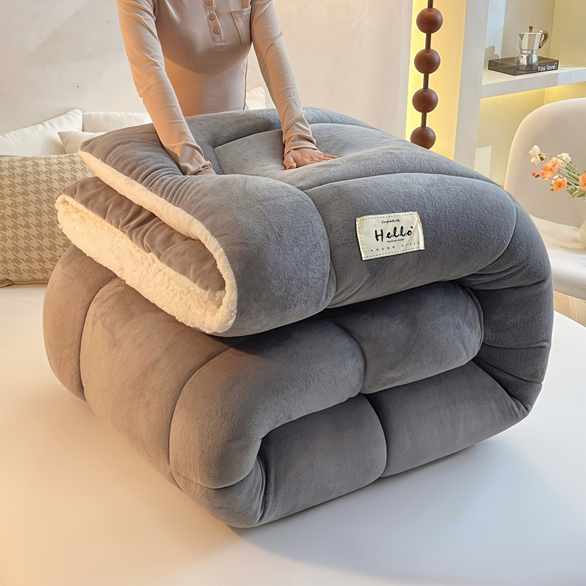 Cozy Lodge Sherpa Fleece Duvet - Double-Sided Warm Bedding for Ultimate Comfort 13