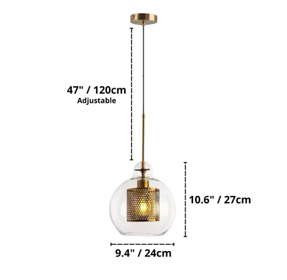 Adonia Glass Pendant Lamp - Retro Design with Honeycomb Brass Shade for Elegant Lighting 6