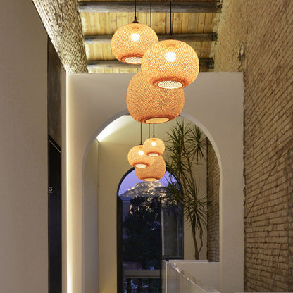 Bamboo Handwoven Pendant Lamp Shade - Lightweight Ceiling Fixture for Home Decor 3