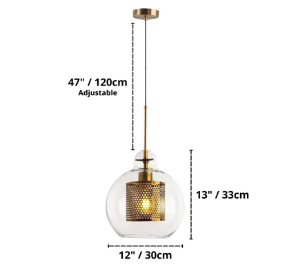 Adonia Glass Pendant Lamp - Retro Design with Honeycomb Brass Shade for Elegant Lighting 7