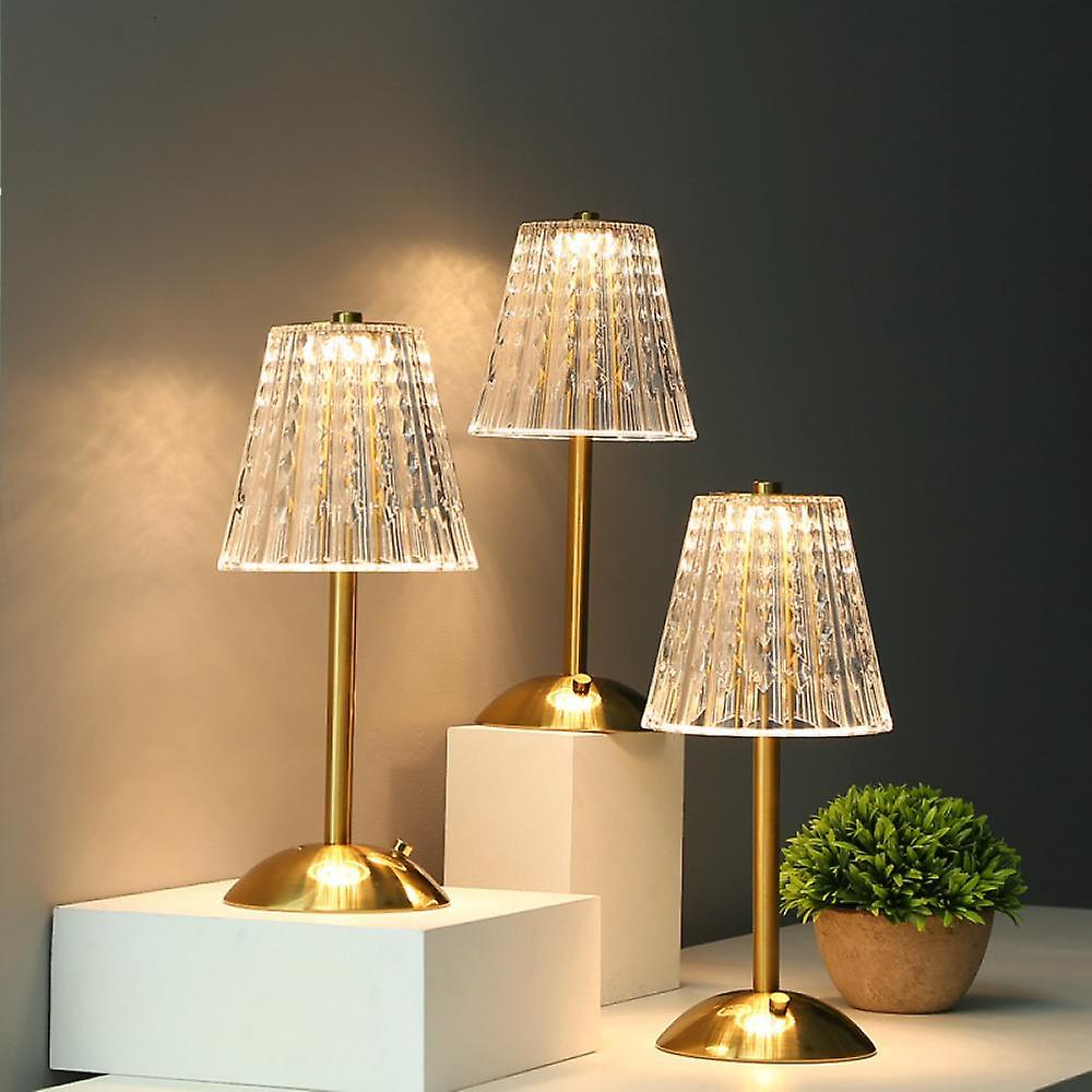 AuraLux Golden Crystal Table Lamp - Dimmable LED Touch Control for Elegant Lighting 10