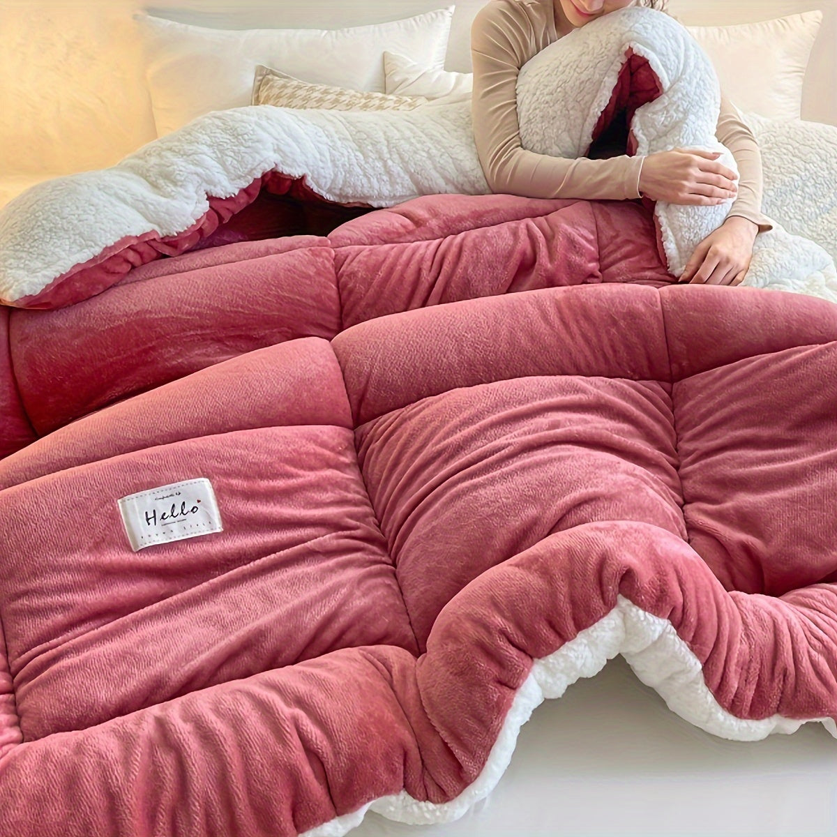 Cozy Lodge Sherpa Fleece Duvet - Double-Sided Warm Bedding for Ultimate Comfort 14