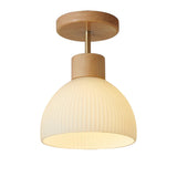 Nordic Wood Ribbed Glass Ceiling Light