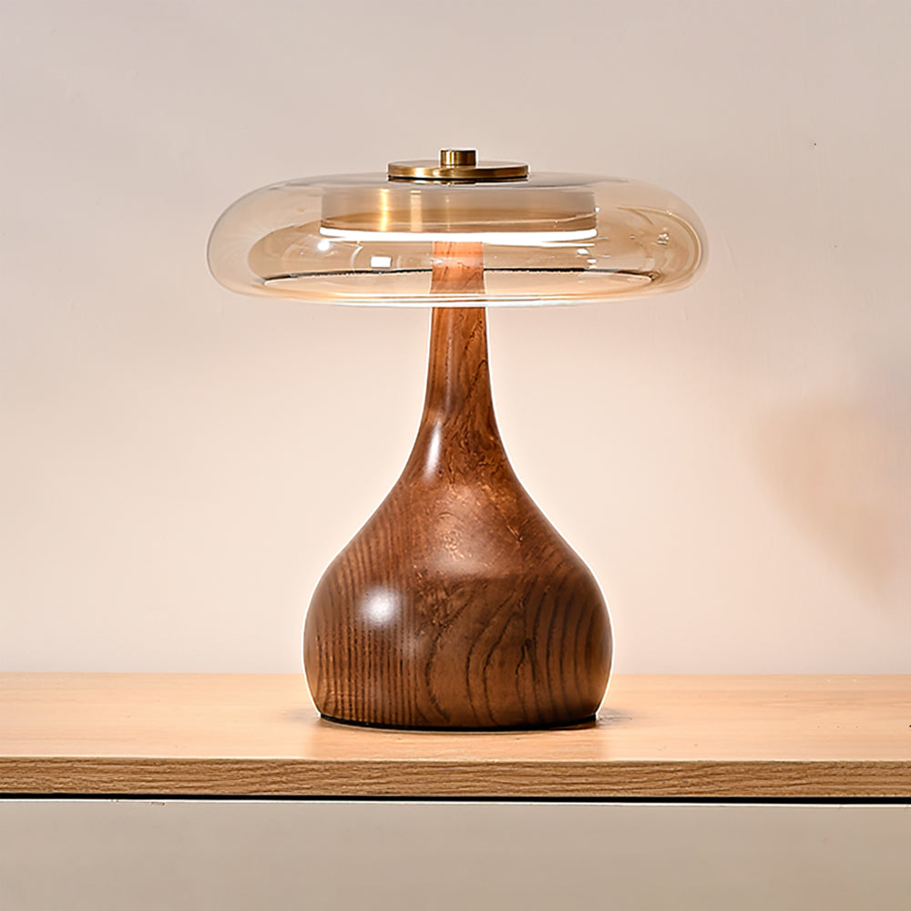 Velora Glass Wood Table Lamp