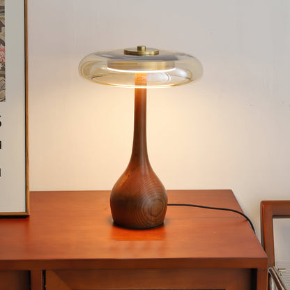 Velora Glass Wood Table Lamp