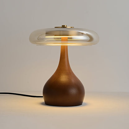 Velora Glass Wood Table Lamp