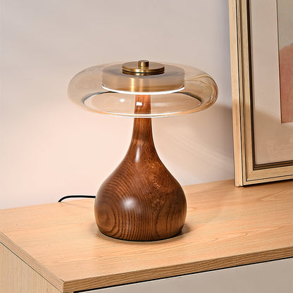 Velora Glass Wood Table Lamp