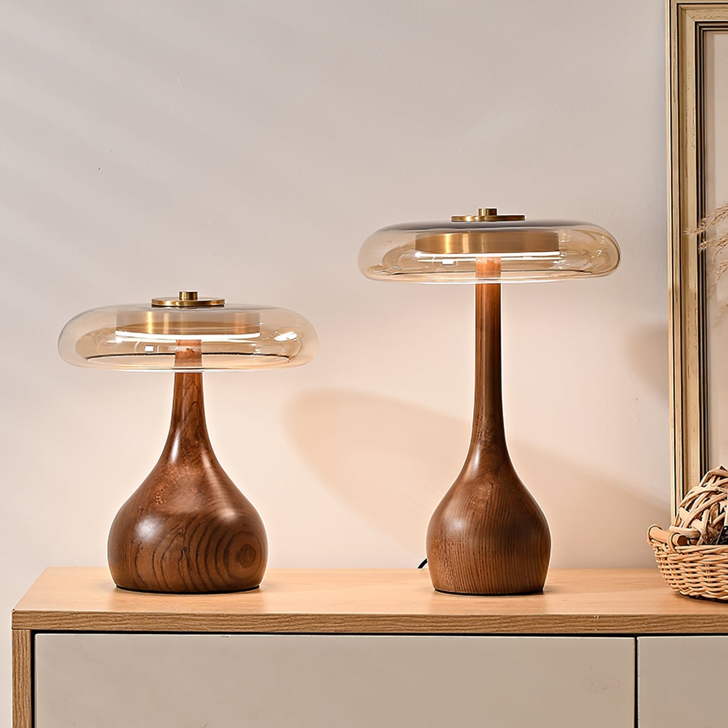 Velora Glass Wood Table Lamp