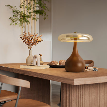 Velora Glass Wood Table Lamp
