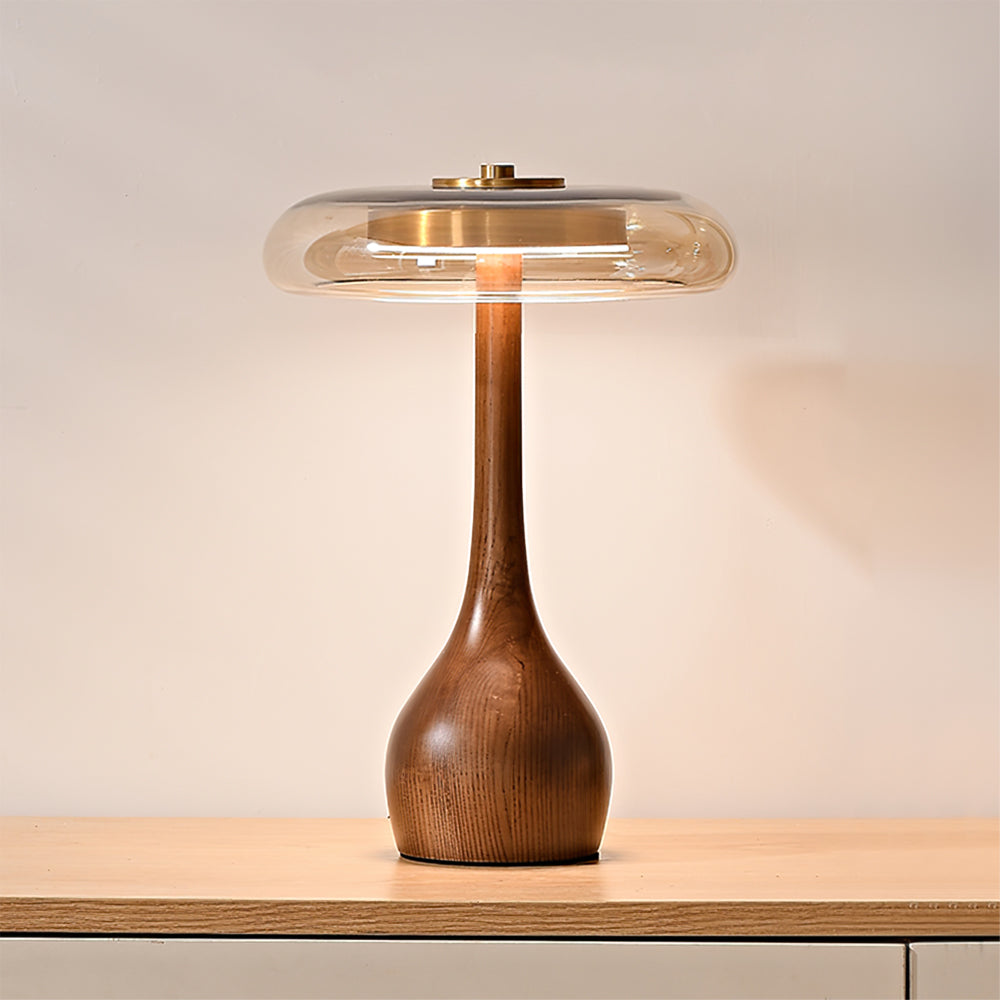 Velora Glass Wood Table Lamp
