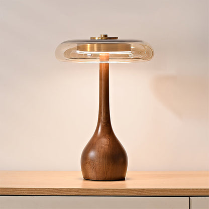 Velora Glass Wood Table Lamp