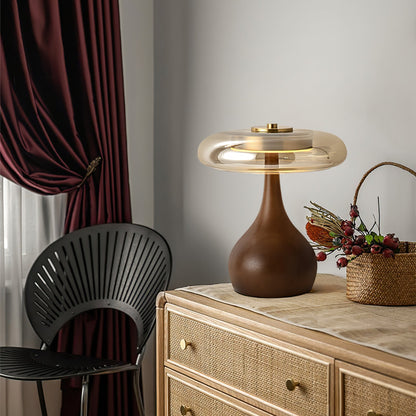 Velora Glass Wood Table Lamp