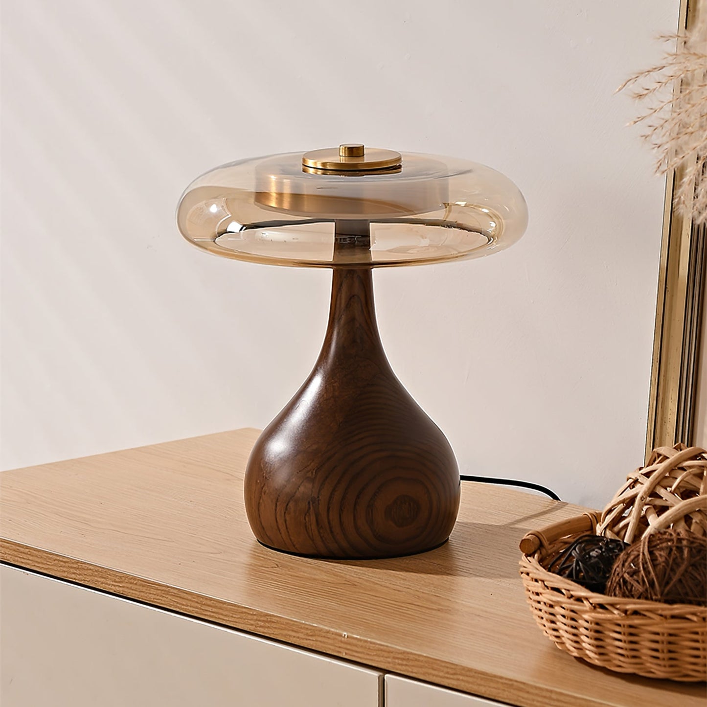 Velora Glass Wood Table Lamp