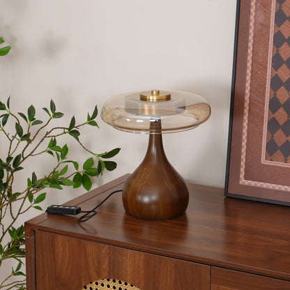 Velora Glass Wood Table Lamp