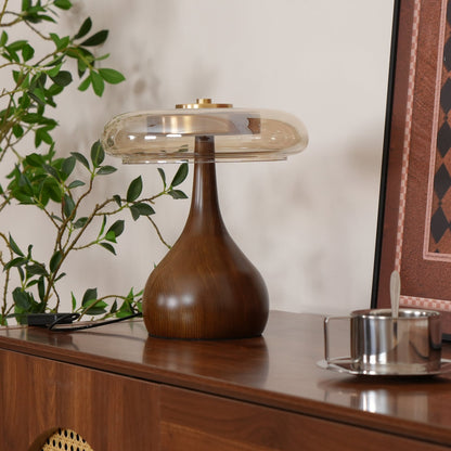 Velora Glass Wood Table Lamp