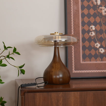 Velora Glass Wood Table Lamp