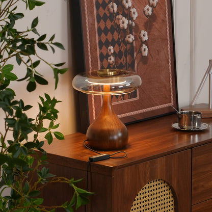 Velora Glass Wood Table Lamp