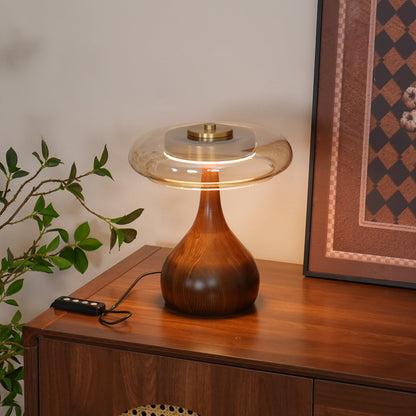 Velora Glass Wood Table Lamp